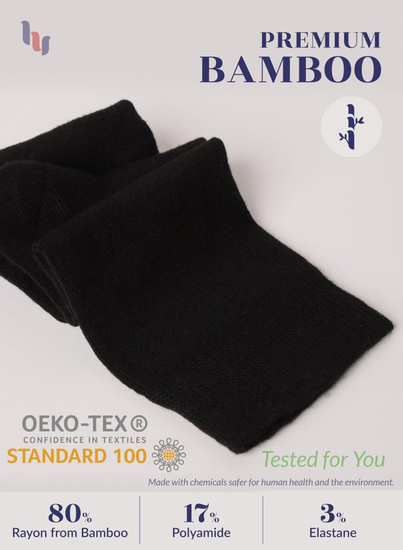 Hugh Ugoli Girls Boys Kids School Uniform Long Dress Socks, Extremely Soft, Comfortable, Rayon derived from Bamboo, Chemical-Free, 3 Pairs Black | 5-6 Years - Image 5